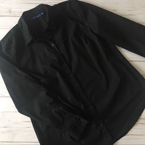 {Apt 9}Black Button Down Blouse Long Sleeve Size L